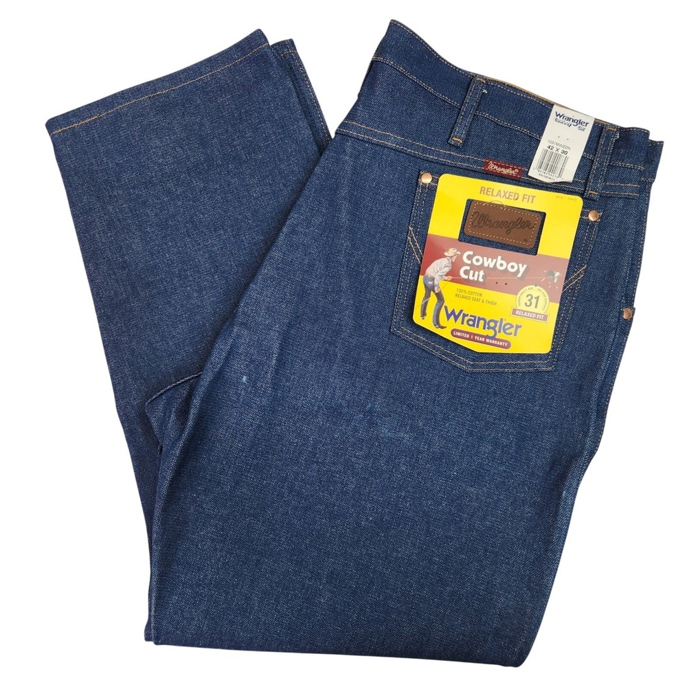 Wrangler Cowboy Cut Relaxed Fit Jeans 42x30 Dark Stone Denim 31MWZDN NEW